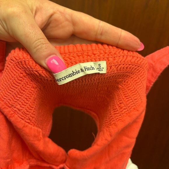 Abercrombie & Fitch Lace Up Linen Blend Crop Tank Top - Picture 7 of 9